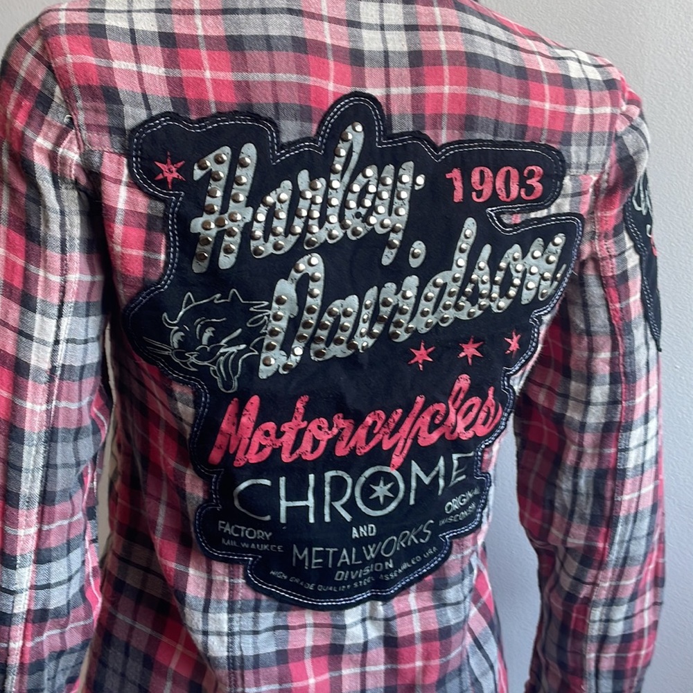 Harley-Davidson Plaid Long Sleeve Shirt XS .